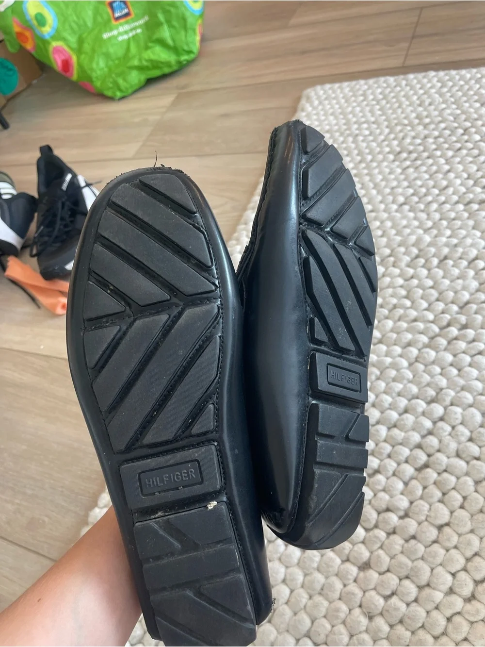 Tommy Hilfiger Classic Black Leather Penny Loafers for Men